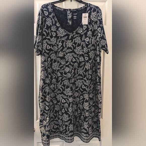 J. Jill Dresses J Jill Summer Shift Dress In Navy And White Floral